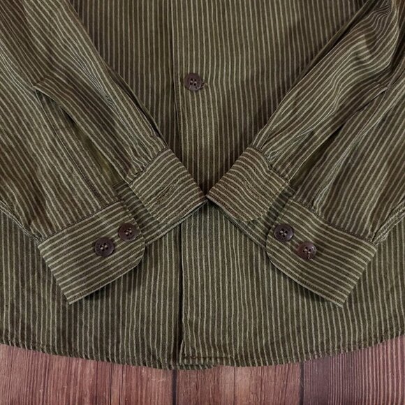 Zegna Sport Mens Medium Double Pockets Striped LS Button Up Shirt Made in Italy - Picture 7 of 14